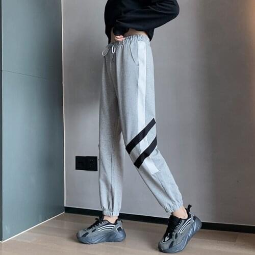 Korean Gray Sweatpants for Women 2021 summer New cotton harem Pants Womens Fashion Sports Pants Balck Trousers Jogger Streetwear