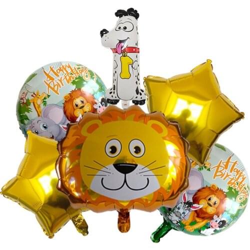 LQZZY Jungle Decoration Animal Zoo Theme Birthday Balloons 1 2 3 4 5 6 7 Years old Number Foil balloon Set Safari Party globos