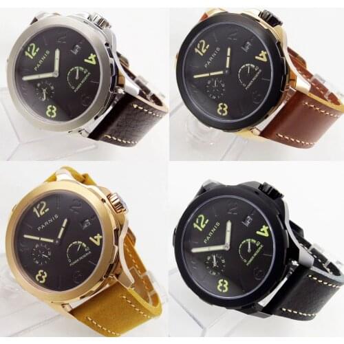 4 Models PARNIS Sapphire Crystal 44mm Power Reserve Indicator ST2530 Movement Self Winding Mens Watch Auto Date
