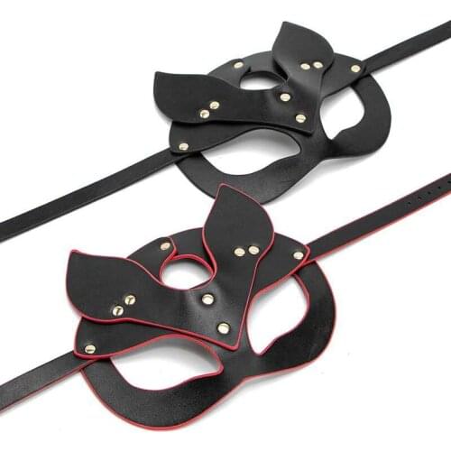 2021 New Sexy Cosplay Fox Leather Mask Bdsm Fetish Erotic Cat Ear Halloween Rave Masquerade Mask Sex Toys Juguetes Sexules