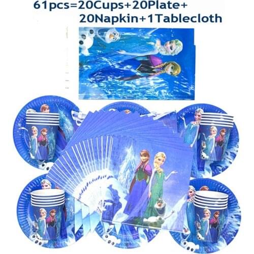 Disney Frozen Anna Elsa Princess Disposable Tableware Paper Plates For Child Favors Birthday Baby Shower Supplies Party Decor