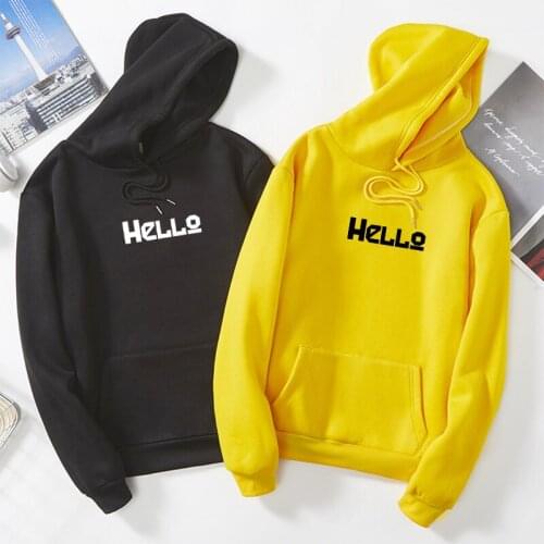 Autumn Winter Women Hoody Sweatshirt Korean Fashion Cute Letter Hello Print Hoodies Coat Coat Hoodie Sudadera Mujer 2019