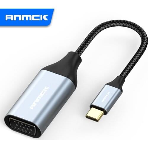 Anmck USB C to VGA Adapter 4K 60HZ Type C to VGA Connector Cable For MacBook Pro USB 3.1 Type C Thunderbolt 3 VGA Converter