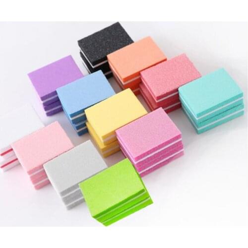 Hot 2000pcs/lot Mini Sponge Nail File Candy Colors Sanding Buffer Polish Block Nail Files Double Side Manicure Makeup Tools