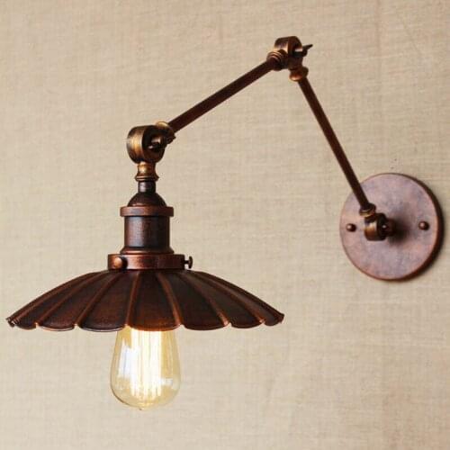 Industrial Portuguese style antique rust wall lamp/swing arm wall lighting for workroom/Bathroom Vanity 2 applies arm Tornado