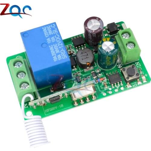 AC 220V 10A 1 Channel 433MHz Wireless RF Remote Control Receiver Relay Switch for Smart Home