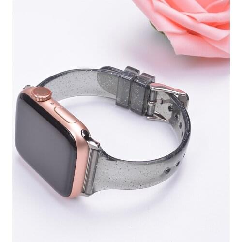For Girl Bling clear band For Apple Watch strap series 6 5 4 SE 44mm 40mm Silicone wristband For iwatch 3 2 1 bracelet