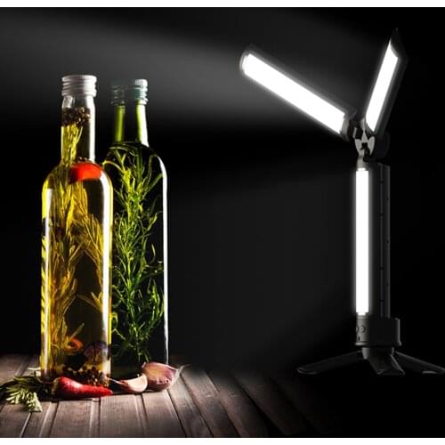 Foldable LED Light with Tripod Monopod 90 Degree Adjustable 3 Colors 5 Level brightness Rechargeable