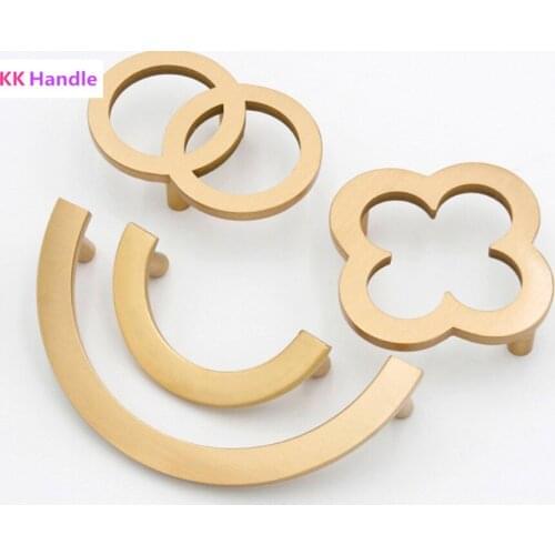 Solid Brass Circle Handles for Furniture Cabinet Pulls Drawer Cupboard Kitchen Handle Door Handle Gold Knobs Hardware