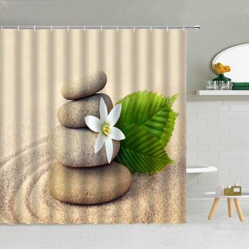 Desert Zen Stone Lotus Starfish Shell Shower Curtain Frabic High Quality Bathroom Supplies With Hooks Cloth Curtains Washable