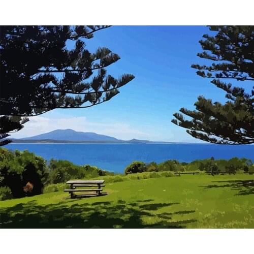 "Green Grass and Blue Sky" Picture DIY Digital Oil Painting by Number Painting Christmas Birthday Unique Gift