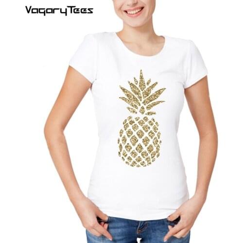 Women Hawaiian style White T-shirt 2019 Summer Fruit Casual Pineapple Kawaii Tee Tops camiseta poleras de mujer