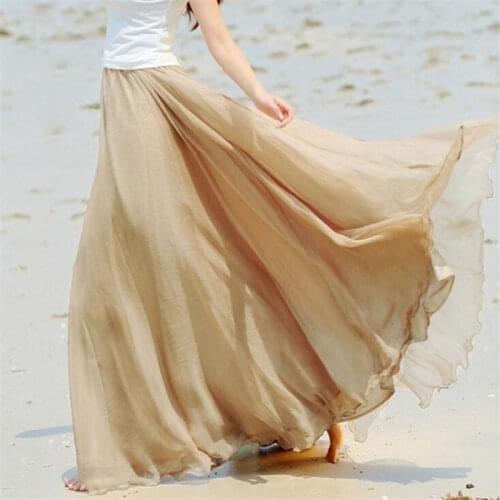 New Bohemia Chiffon Long Skirt High Waist Women Summer Boho Maxi Skirts Jupe Femme Faldas Largas Mujer Moda 2020