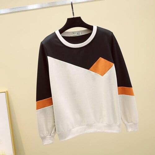 GGRIGHT Patchwork Hoodie T Shirt Women Cotton Korean Clothes 2020 Autumn Tops Casual Long Sleeve Tshirt Woman Tee Shirt Femme