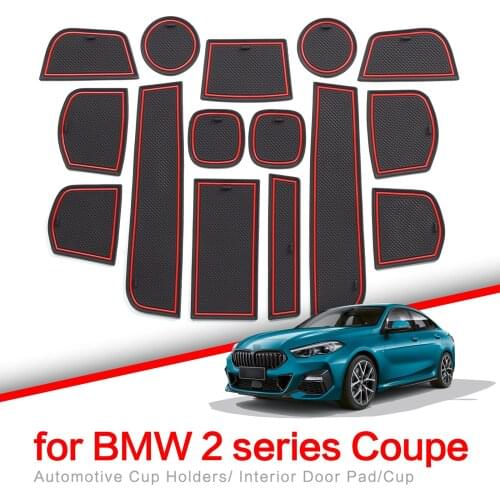 ZUNDUO Anti-Slip Gate Slot Cup Mat for BMW 2 Series Coupe Only 2020 2021 Interior Rubber Mats Armrest box Door Pad Accessories