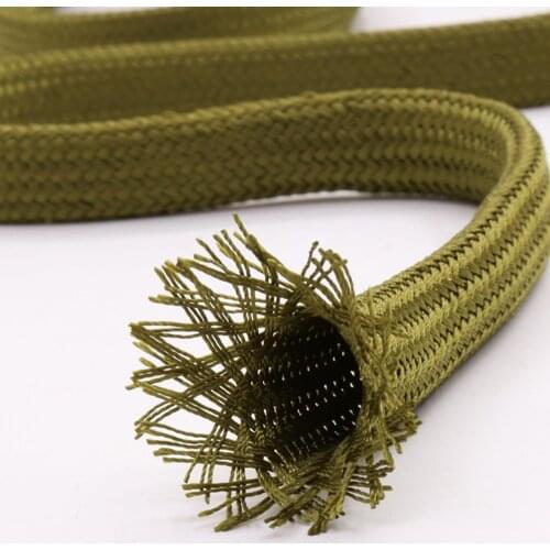 10M 14MM cotton Nylon Sleeve Green Nylon Mesh Braided Sleeving For DIY Hifi power cable