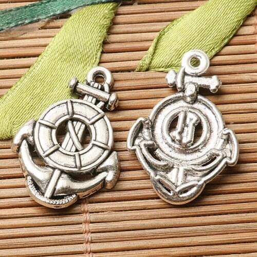 10pcs dark silver color boat anchor design charms EF2807