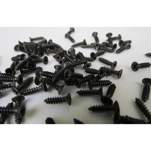 100pcs black minisize cross BKAG PICKGUARD WOOD SCREWS strengthen Sunk Screw