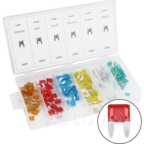 120pc Mini Taille Fusibles 5-30 AMP Truck Auto Car lame SUV Fuse Box Assortiment