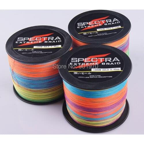4 strands 1500m 40-90lb multicolor braided fishing tackle fishing line