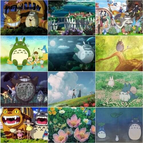 5D Diy Diamond Painting Miyazaki Hayao Full Square Drill Diamond Embroidery Diamond Mosaic Art Paintings Needlework Home Decor