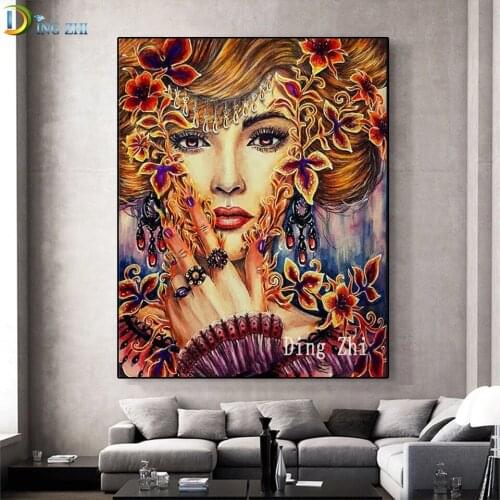 5D DIY Diamond Embroidery Hot Selling Home Art Retro Flower Woman Diamond Painting Cross Stitch Mosaic Jewelry New Arrival Gift