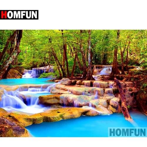 HOMFUN Full Square/Round Drill 5D DIY Diamond Painting "Water tree scenery" Embroidery Cross Stitch 3D Home Decor A10890