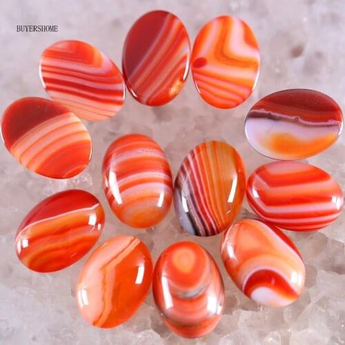18x13MM&16x12MM CAB Cabochon Oval Stone Beads Orange Red Onyx For Jewelry Making Necklace Pendant Bracelet Earrings 10Pcs