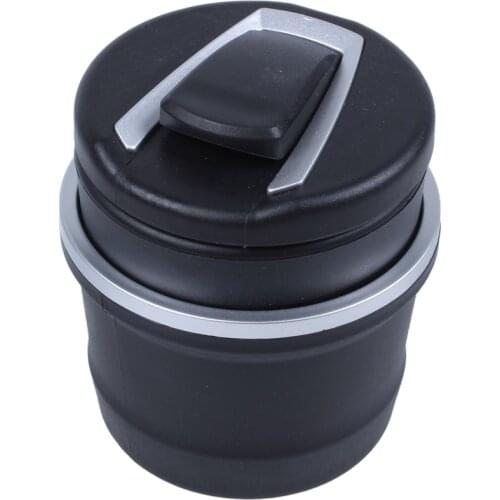Black plastic car ashtray with blue LED light