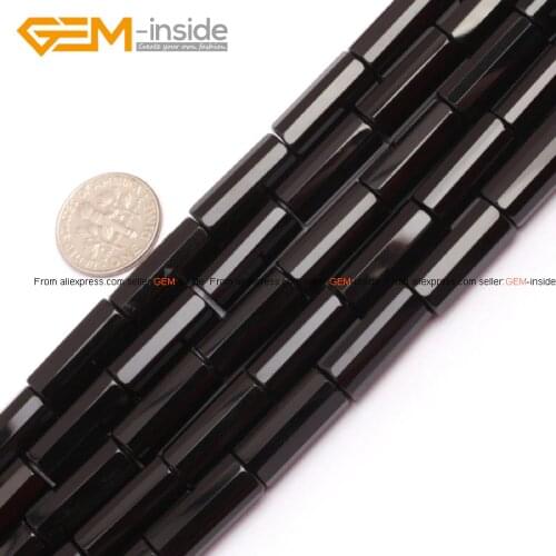 Gem-inside Natural Tube Cylinder Columnar Column Black Agates Onyx Beads For Jewelry Making Faceted Top Grade AA DIY 15inches