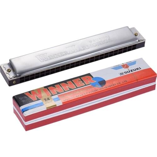 Suzuki W-24 24 Holes Harmonica Tremolo Key of C harmonica & Box Musical Instrument for Beginner Student High Quality Music Gift