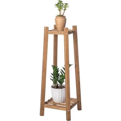 Solid wood upright flower stand balcony living room indoor two floors floor green ivy flower pot display shelf