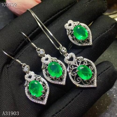 KJJEAXCMY Boutique jewelry 925 Silver-inlaid Natural Hotan Jade Woman Earpendant Necklace Ring Set Support Detection