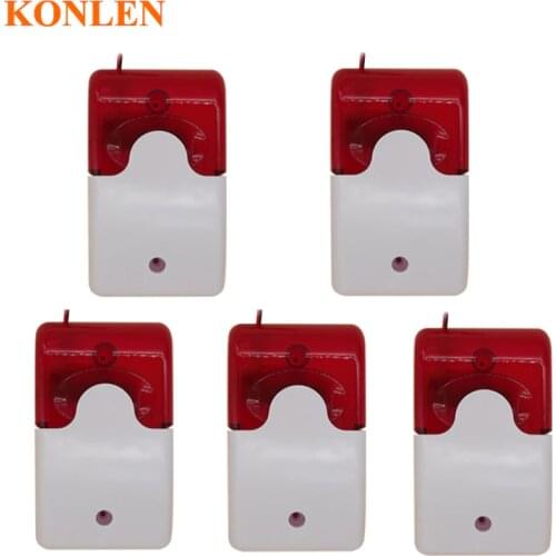 KONLEN Wired Strobe Siren 12V Sound Flash Light Alarm Horn Burglar Anti Thief for Home House Security System