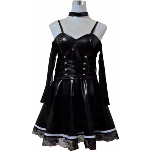 Death Note Misa Amane Imitation Leather Sexy Tube Tops Lace Dress Uniform Outfit Anime Cosplay Costumes