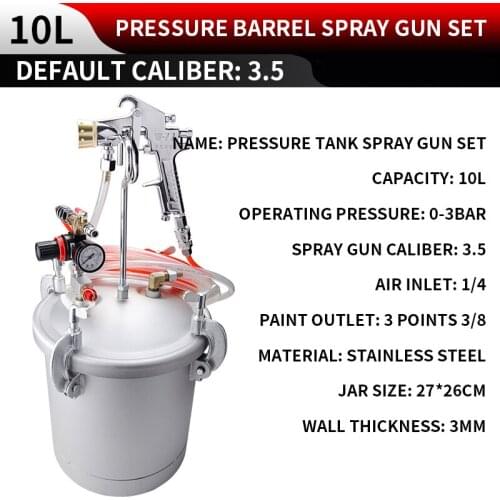 10L Water-in-water Colorful Paint Spray Gun Pressure Stainless Steel Bucket Paint Latex Paint Marble Pneumatic Spraying Machine