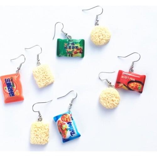 Creative Instant Noodles Dangle Earrings Resin Summer Holiday Jewelry Fast Food Cute Chinese Instant Noodle Earrings Gift