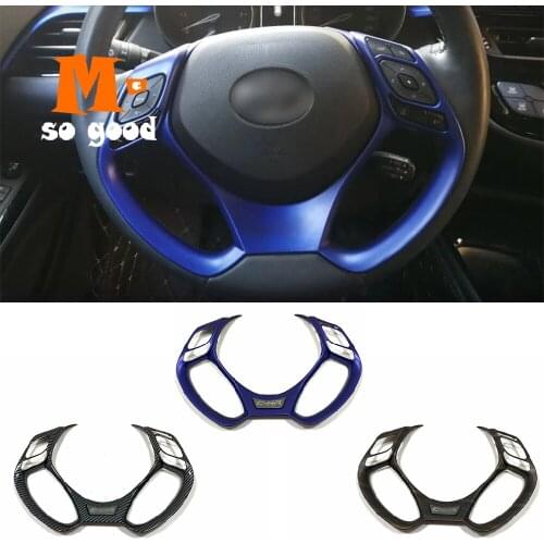 LHD/RHD Carbon/Sliver/Blue For Toyota CHR C-HR 2016-2020 Car steering wheel switch decor sticker Cover Trim Interior Accessories
