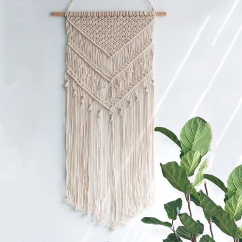 Macrame Woven Wall Hanging - Boho Chic Bohemian Home Geometric Art Decor - Beautiful Apartment Dorm Room Decoration