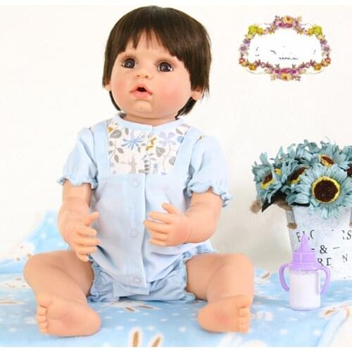 22inch Cute Reborn Baby Doll Toddler Full Vinyl Handmade Girl Gift Toy Baby Doll Toys Reborn Baby Doll Silicone Fashion Doll