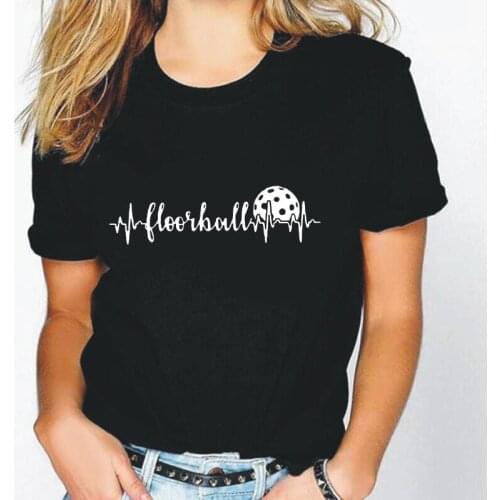 Fashion Summer Short Sleeve Tee Shirt Femme Floorball Heartbeat Birthday Funny T Shirt Women Tops Harajuku Casual Camiseta Mujer