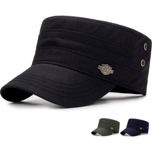 Mens Autumn And Winter outdoor Cotton military cap Middle-aged Sun Hat Flat cap Letter mark beret hat Baseball cap with Air Hole A74