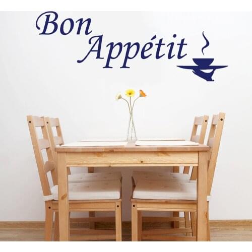 Wall Decals Bon Appétit French Quotes Murals Removable Vinyl Restaurant Kitchen Livingroom Stickers Decoration Poster RU2455
