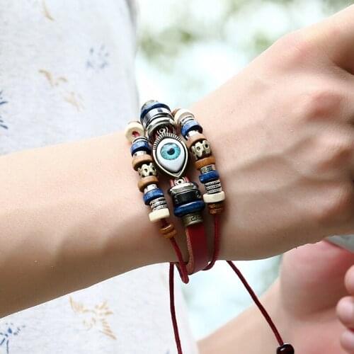 New Bracelet Jewelry Beaded Eyes Leather Adjustable Lovers Fashion Sell Like Hot Cakes Popular Creativity Funny