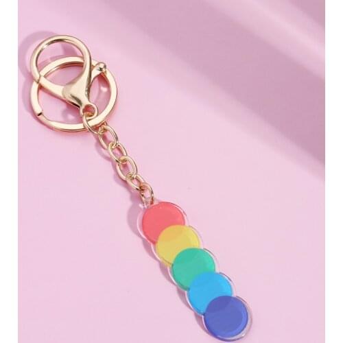 New Design Keychain Colorful Round With Round Key Ring Acrylic Key Chains For Women Girls Handbag Accessorie DIY Jewelry Handmad