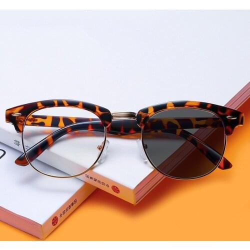 Transition sunglasses photochromic Myopia Optical Prescription Glasses Finished Sighted Eyeglasses Nearsighted Big Frame FML