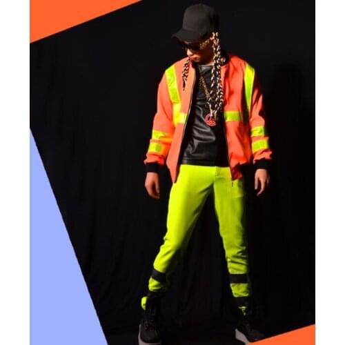 Orange reflective strip jacket men clothes mens jackets and coats jaqueta masculina chaqueta hombre casaco masculino