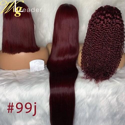 Wigleader Remy Human Hair Lace Front Wigs Preplucked 99j Straight 180% Lace Frontal Wigs Bob Lace Frontal Wigs Curly Lace Wigs