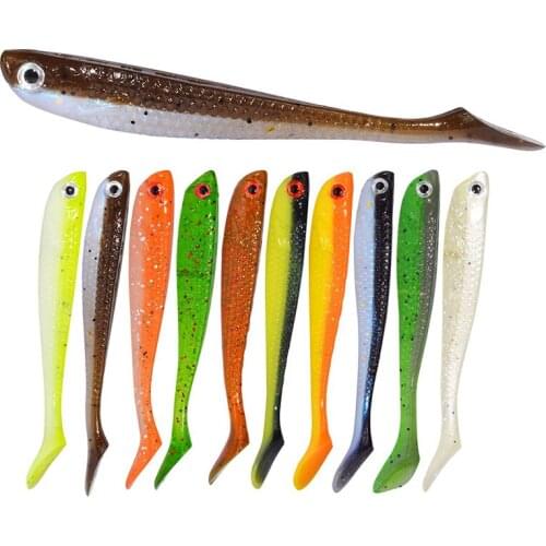 Fishing Lure Outdoor 10pcs/set Artificial Silica Gel Soft Bait Wobbler 2.8g/75mm 3D Simulation Eyes Bite Resistant Bionic Bait