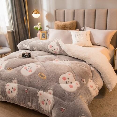 Luxury winter warmth Comforter snow velvet berber fleece double-sided Lamb Down Fabric Quilt king queen full Thicken Blanket